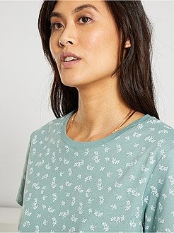 T-shirt de conceção ecológica com estampado 'flores' - Kiabi