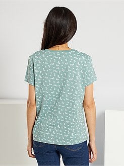 T-shirt de conceção ecológica com estampado 'flores' - Kiabi