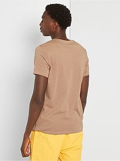 T-shirt de conceção ecológica com gola em bico - Kiabi