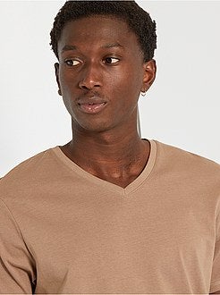 T-shirt de conceção ecológica com gola em bico - Kiabi