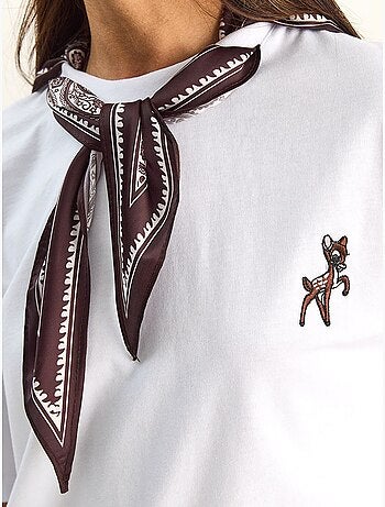 T-shirt de corte largo com decote redondo e bordado lucci