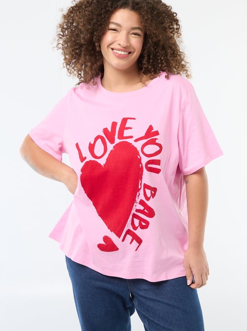 T-shirt de corte oversized com mangas curtas - Kiabi