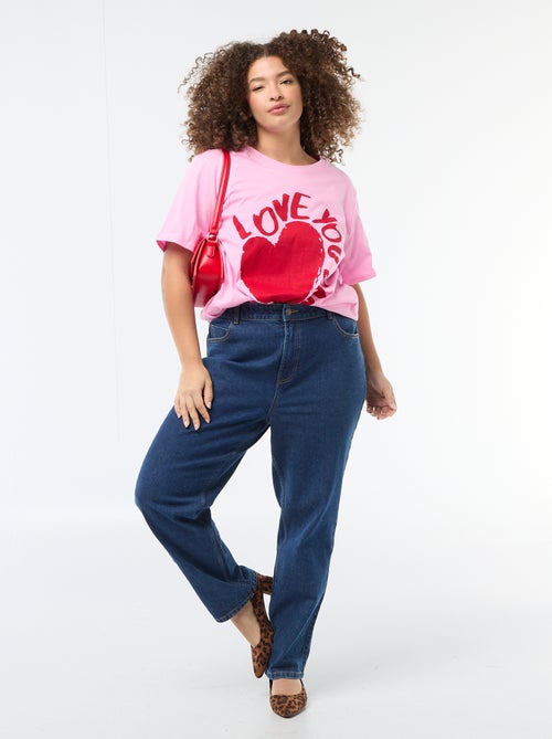 T-shirt de corte oversized com mangas curtas - Kiabi