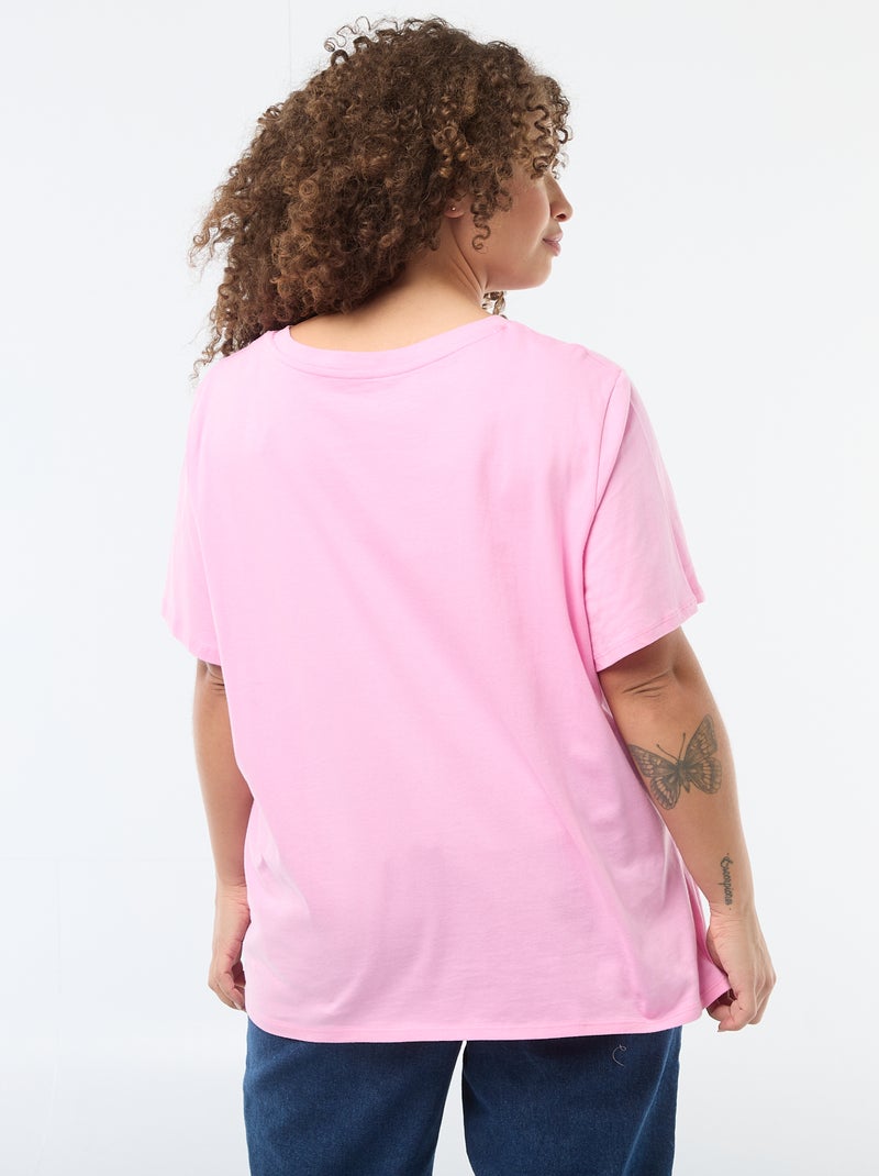 T-shirt de corte oversized com mangas curtas Rosa - Kiabi