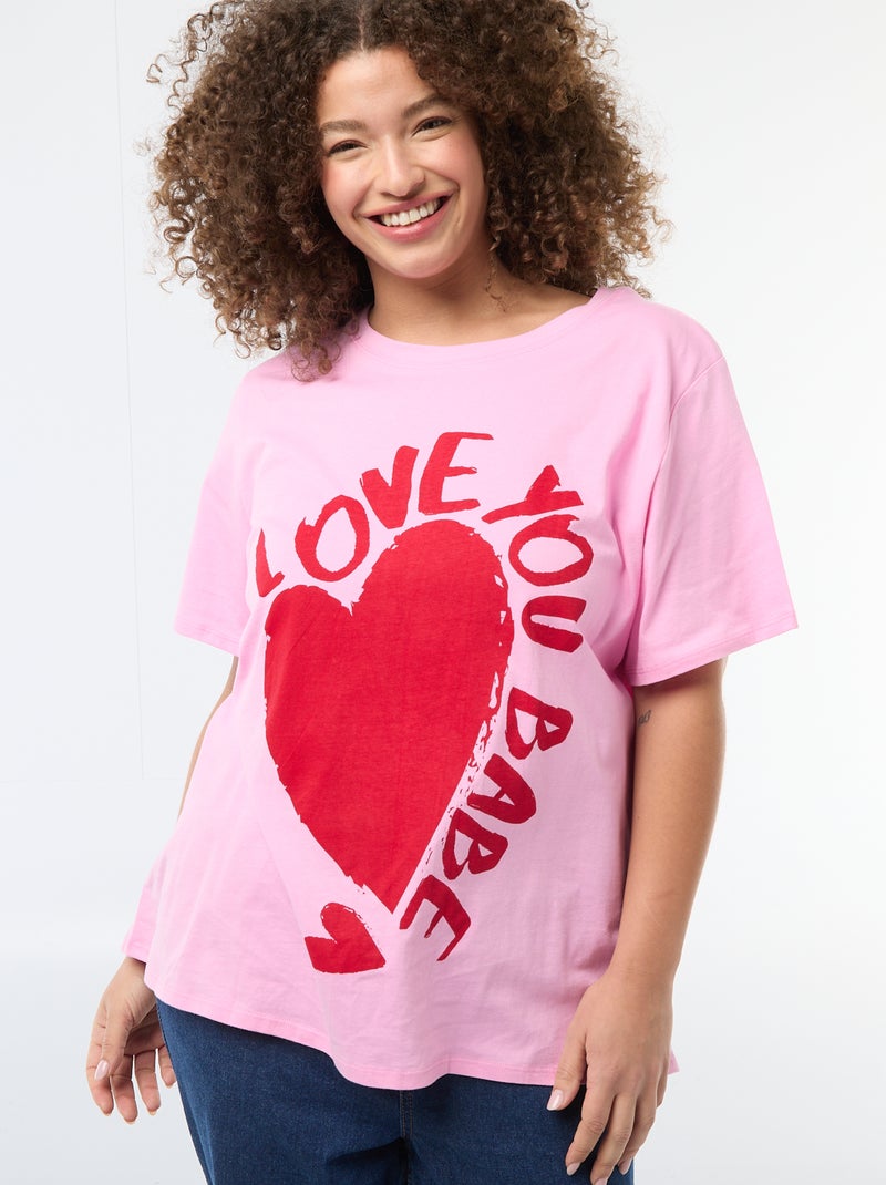 T-shirt de corte oversized com mangas curtas Rosa - Kiabi