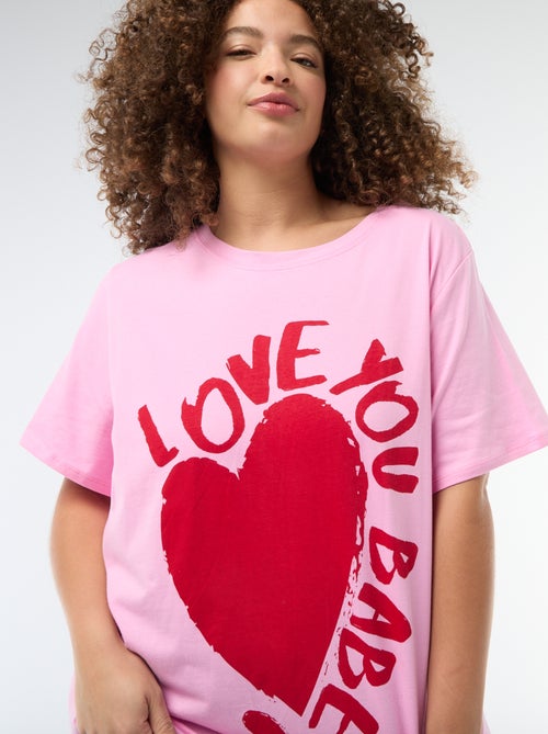 T-shirt de corte oversized com mangas curtas - Kiabi