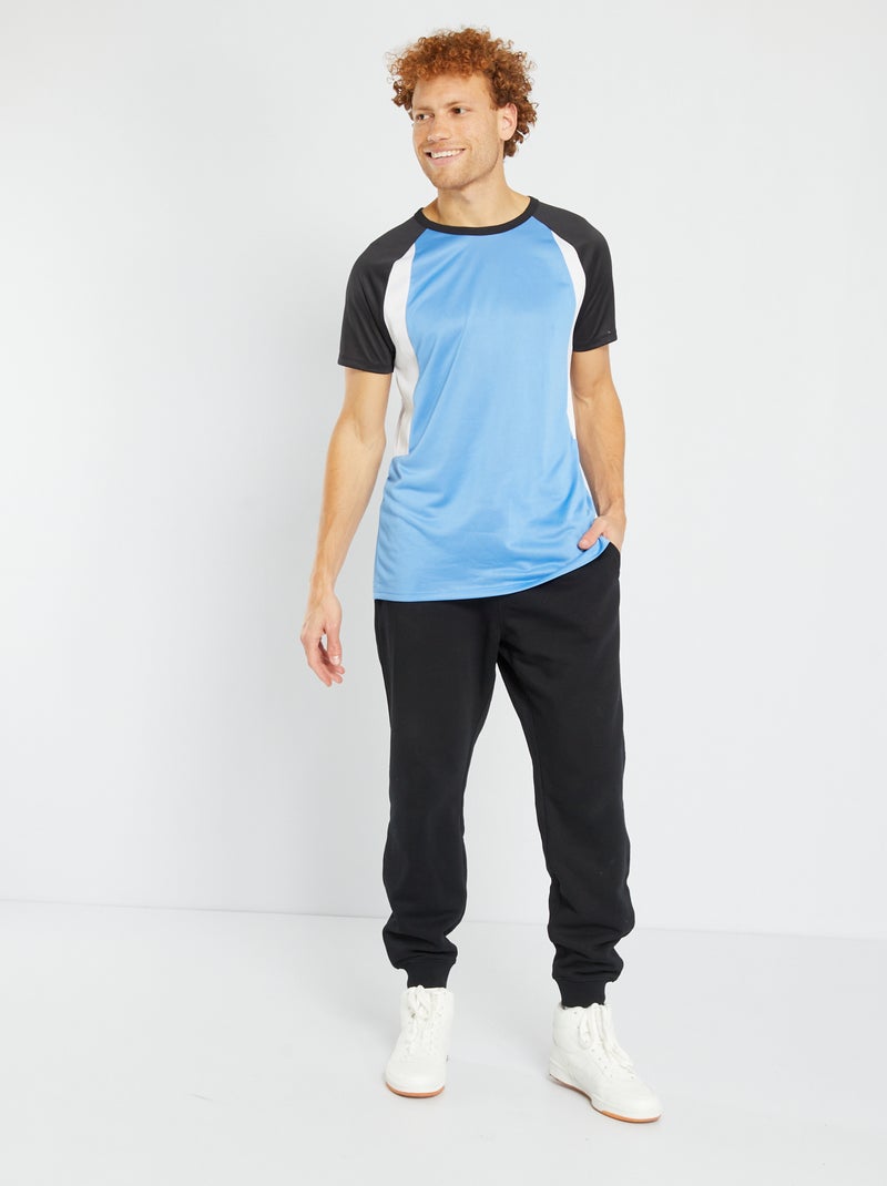 T-shirt de desporto bi-matéria AZUL - Kiabi