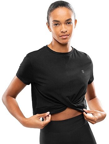 T-shirt de desporto com nó para mulher