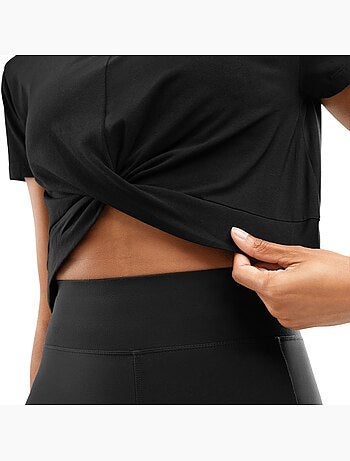 T-shirt de desporto com nó para mulher