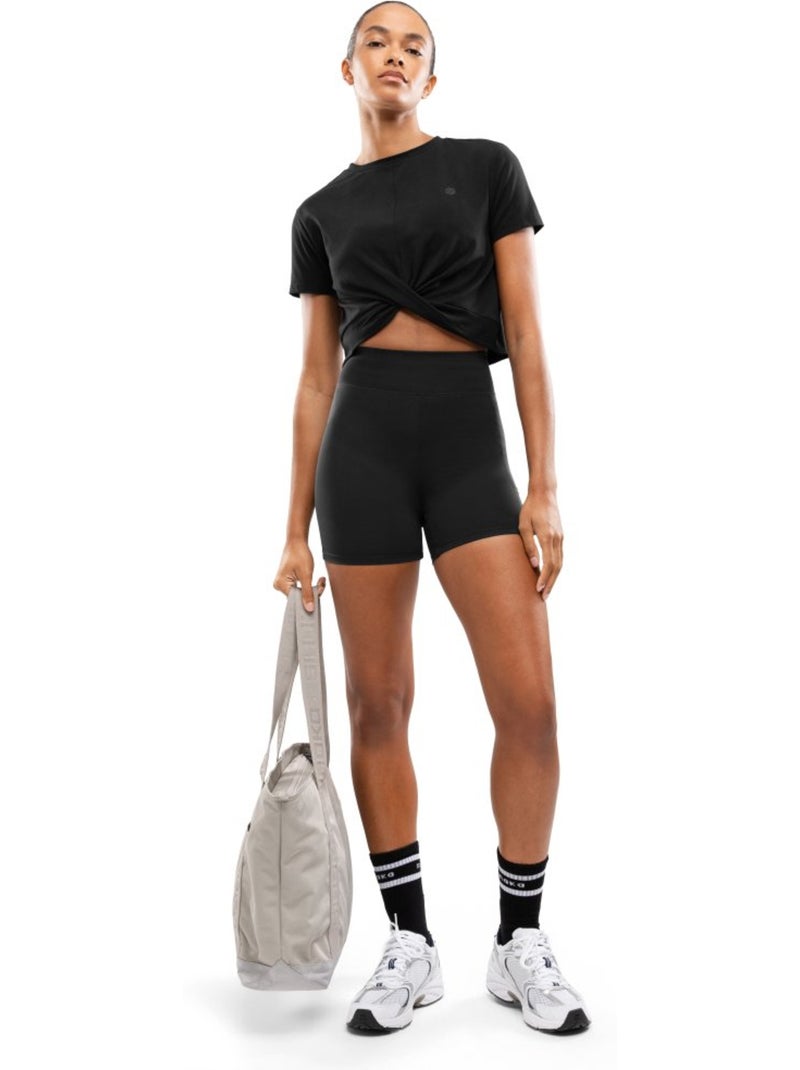 T-shirt de desporto com nó para mulher Preto - Kiabi
