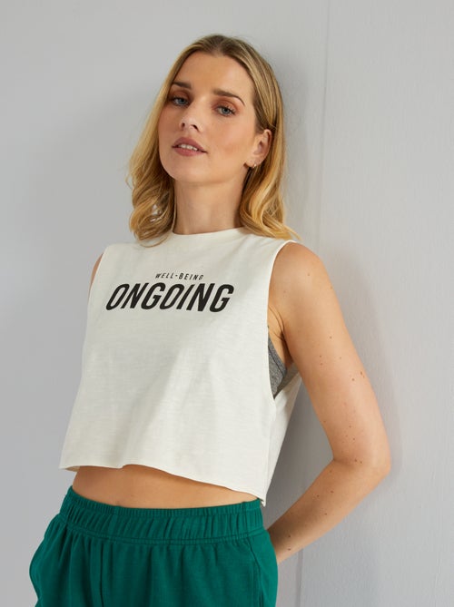 T-shirt de desporto crop top estampada - Kiabi
