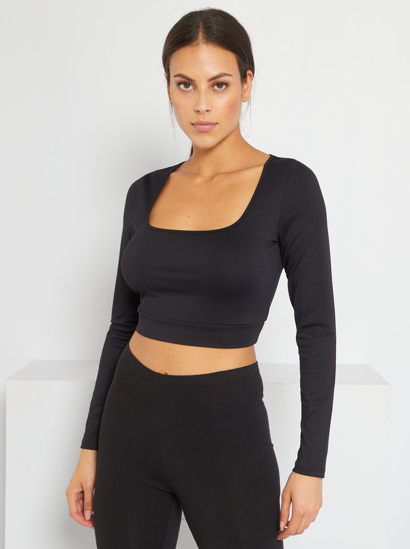 T-shirt de desporto cropped Preto - Kiabi