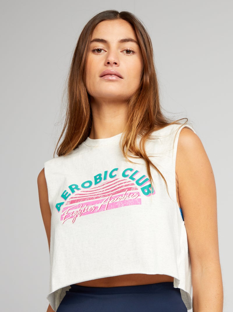 T-shirt de desporto cropped sem mangas CINZA - Kiabi