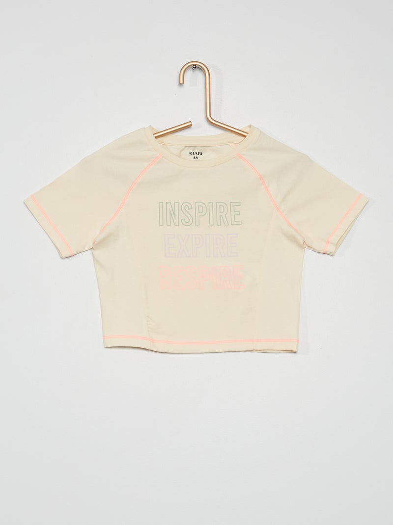 T-shirt de desporto de gola redonda BRANCO - Kiabi