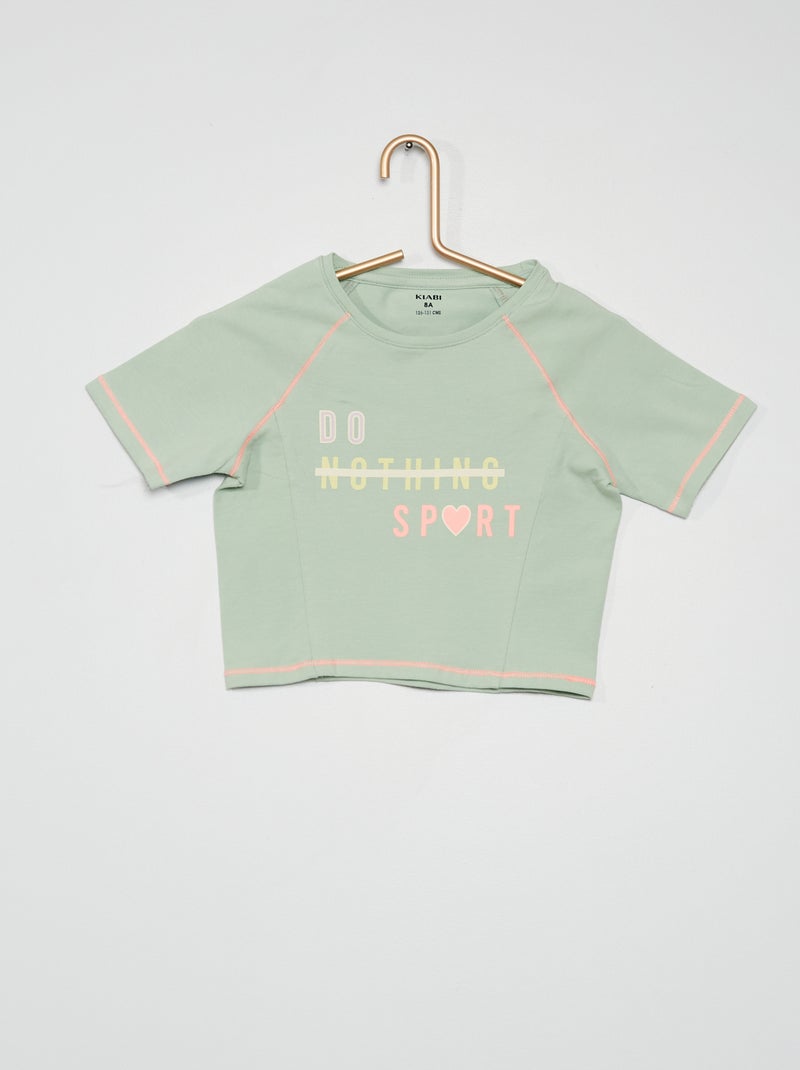 T-shirt de desporto de gola redonda VERDE - Kiabi