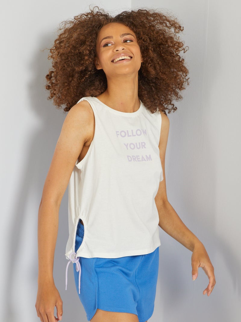 T-shirt de desporto sem mangas em jersey BRANCO - Kiabi