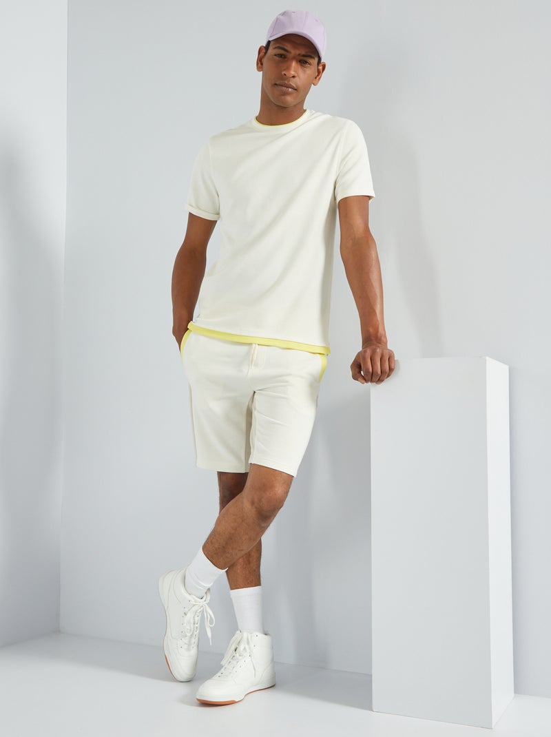 T-shirt de efeito 2 em 1 em malha grossa BRANCO - Kiabi