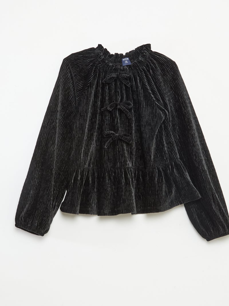 T-shirt de festa texturizado com laço liso Preto - Kiabi