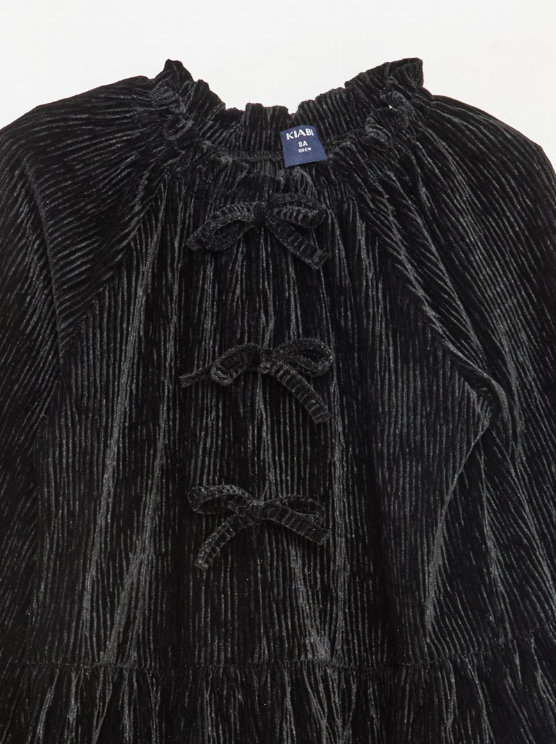 T-shirt de festa texturizado com laço liso Preto - Kiabi