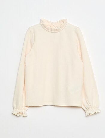 T-shirt de gola alta canelada