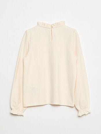 T-shirt de gola alta canelada