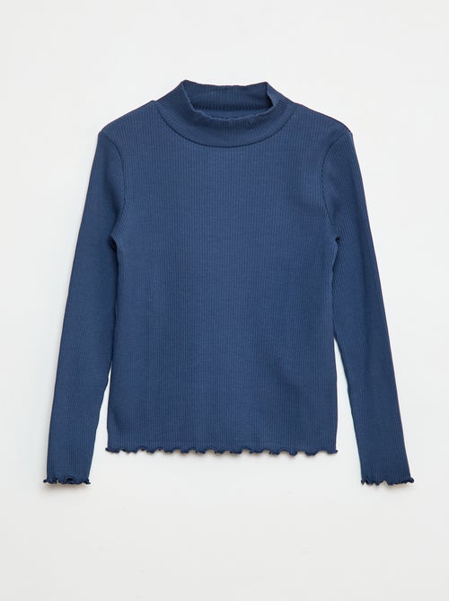 T-shirt de gola alta canelado - Kiabi