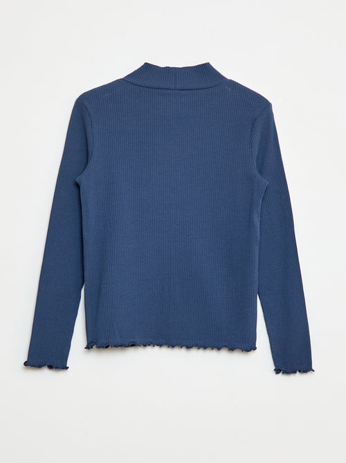 T-shirt de gola alta canelado - Kiabi