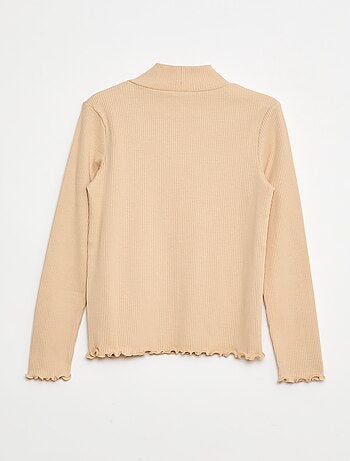 T-shirt de gola alta canelado