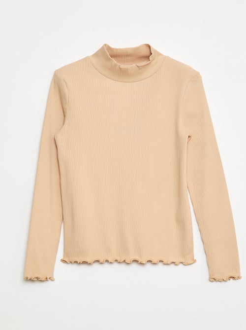 T-shirt de gola alta canelado - Kiabi