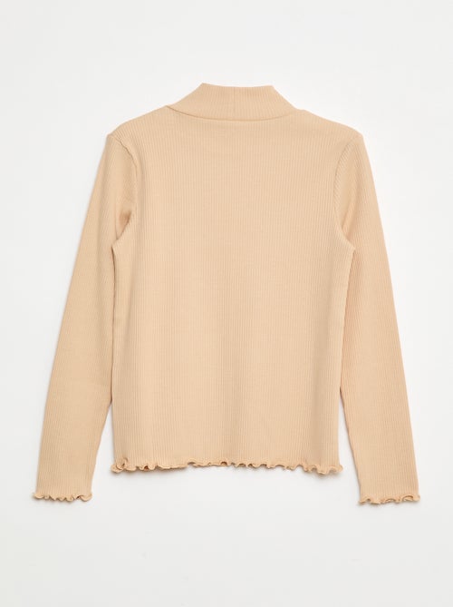 T-shirt de gola alta canelado - Kiabi