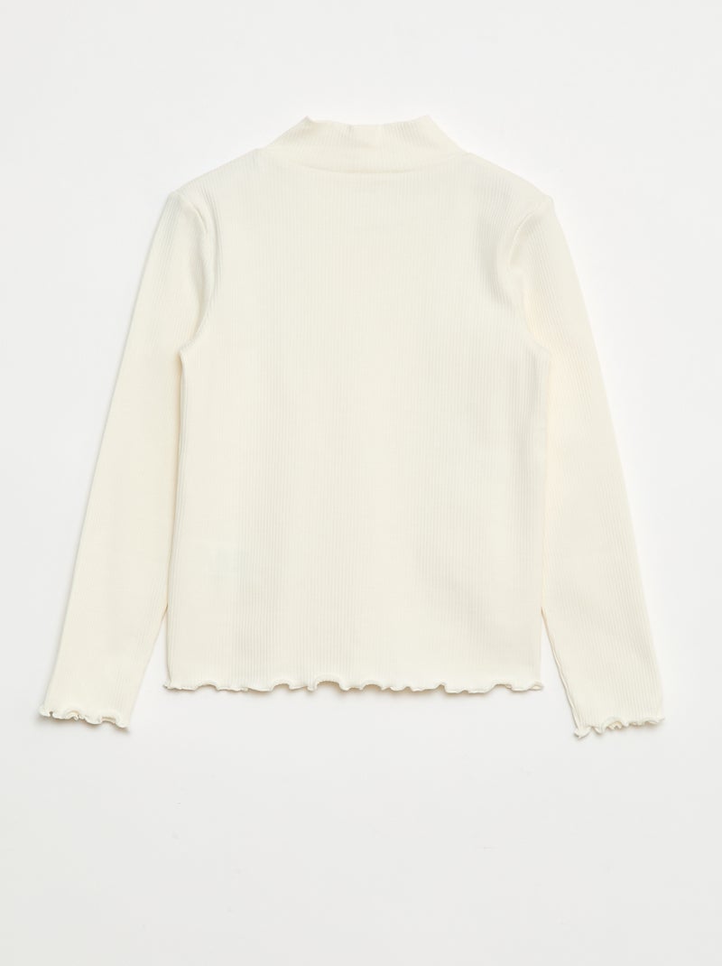 T-shirt de gola alta canelado Branco - Kiabi