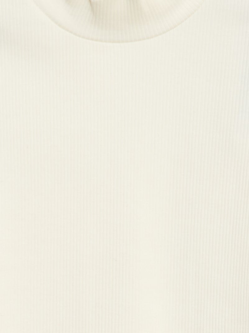 T-shirt de gola alta canelado Branco - Kiabi