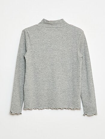 T-shirt de gola alta canelado