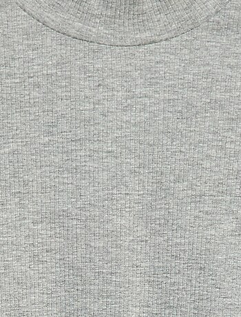 T-shirt de gola alta canelado