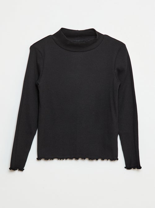 T-shirt de gola alta canelado - Kiabi