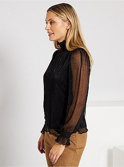 T-shirt de gola alta com mangas largas - Kiabi