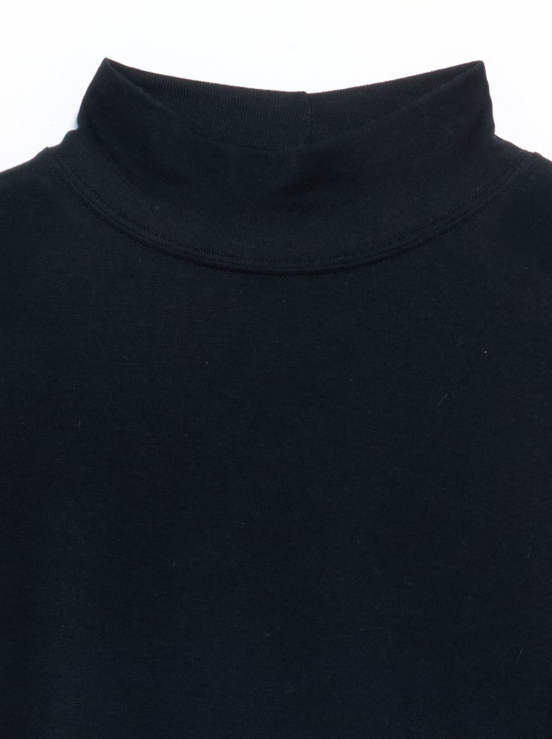 T-shirt de gola alta de lã misturada Preto - Kiabi
