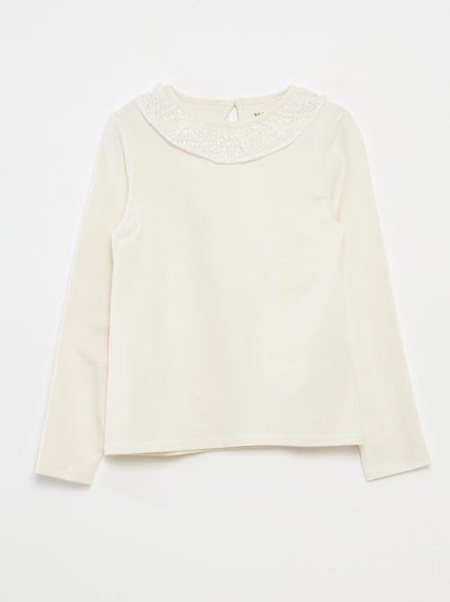 T-shirt de gola grande com folho e lantejoulas - Kiabi