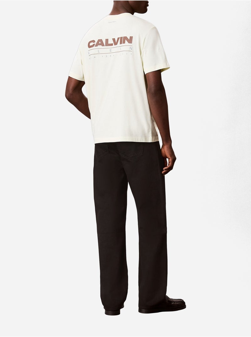 T-shirt de gola redonda - Calvin Klein Branco Bege - Kiabi