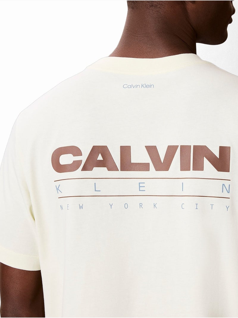 T-shirt de gola redonda - Calvin Klein Branco Bege - Kiabi