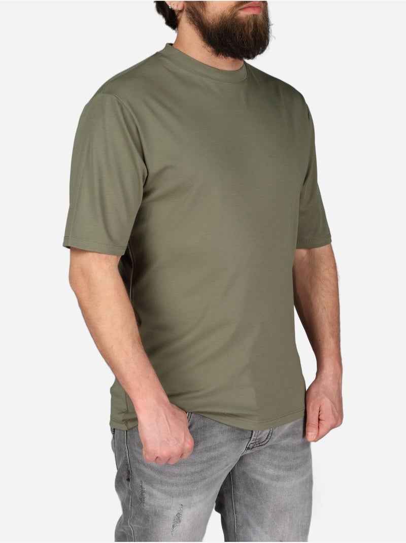 T-shirt de gola redonda - frilivin Cáqui - Kiabi