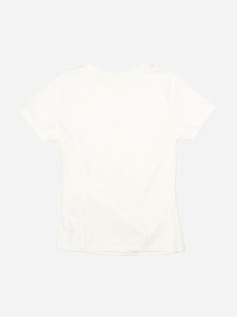 T-shirt de gola redonda - Kids Star Branco - Kiabi