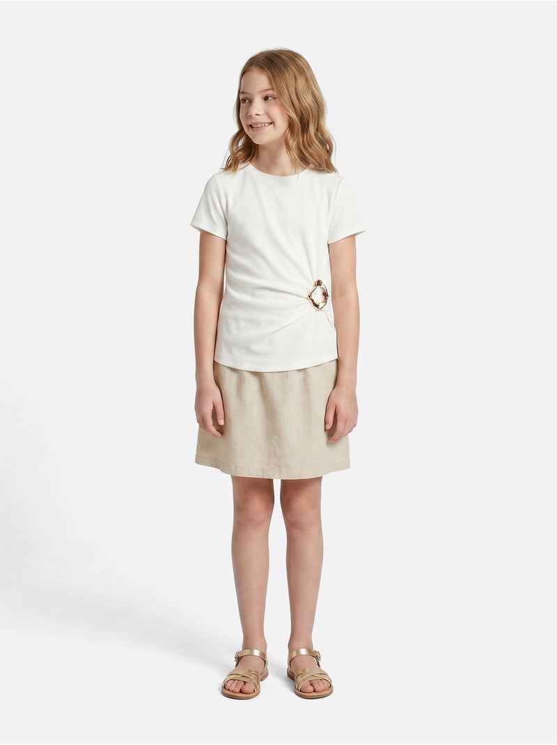 T-shirt de gola redonda - Kids Star Branco - Kiabi