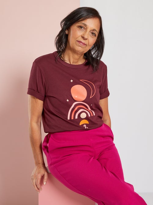 T-shirt de gola redonda  - Outubro Rosa - Kiabi