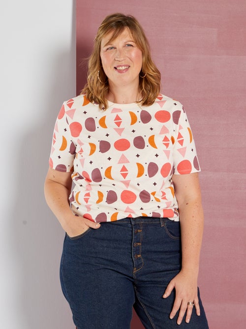 T-shirt de gola redonda  - Outubro Rosa - Kiabi