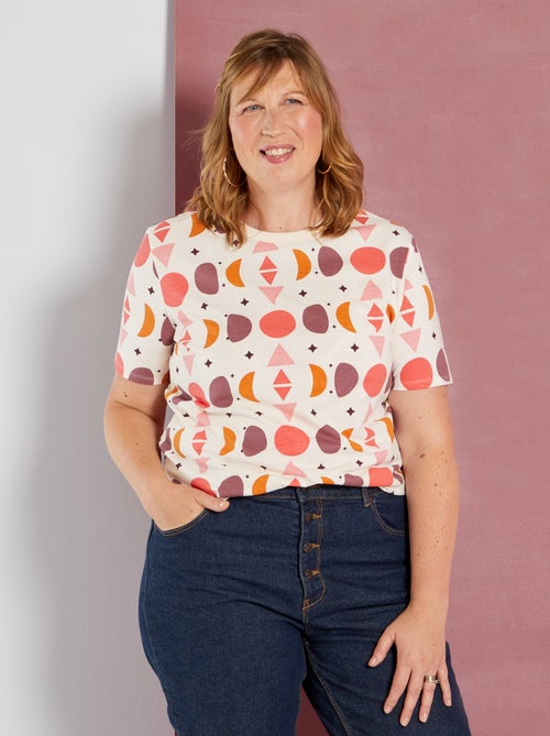 T-shirt de gola redonda  - Outubro Rosa - Kiabi