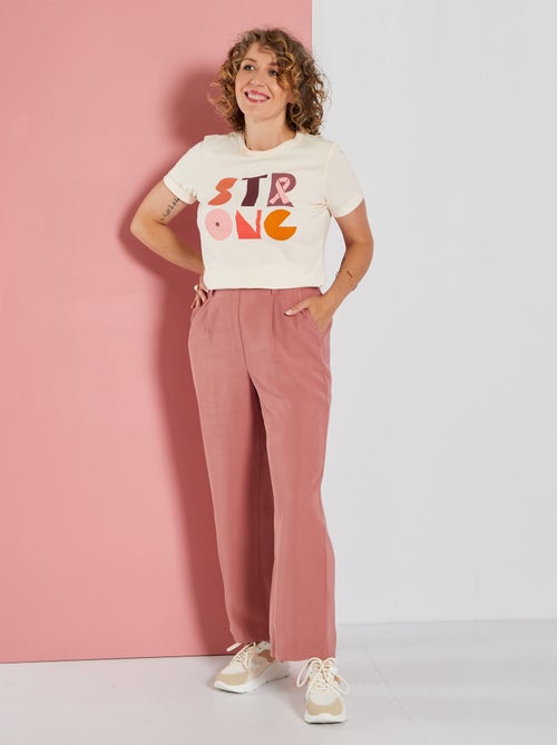 T-shirt de gola redonda  - Outubro Rosa - Kiabi