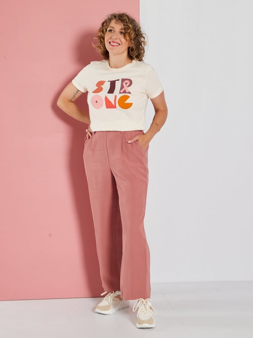 T-shirt de gola redonda  - Outubro Rosa - Kiabi