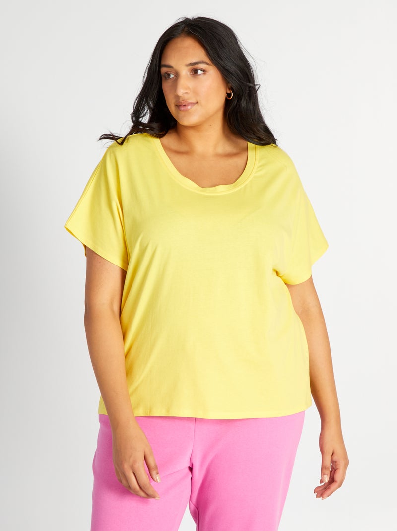 T-shirt de gola redonda AMARELO - Kiabi