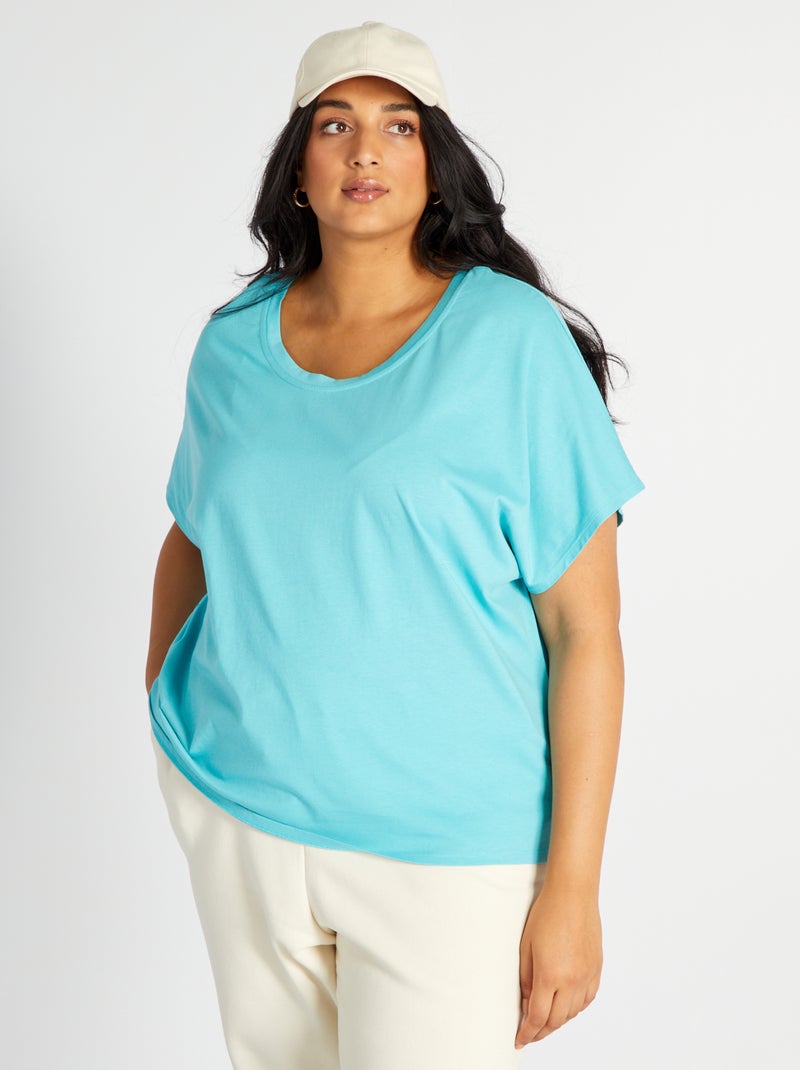 T-shirt de gola redonda AZUL - Kiabi